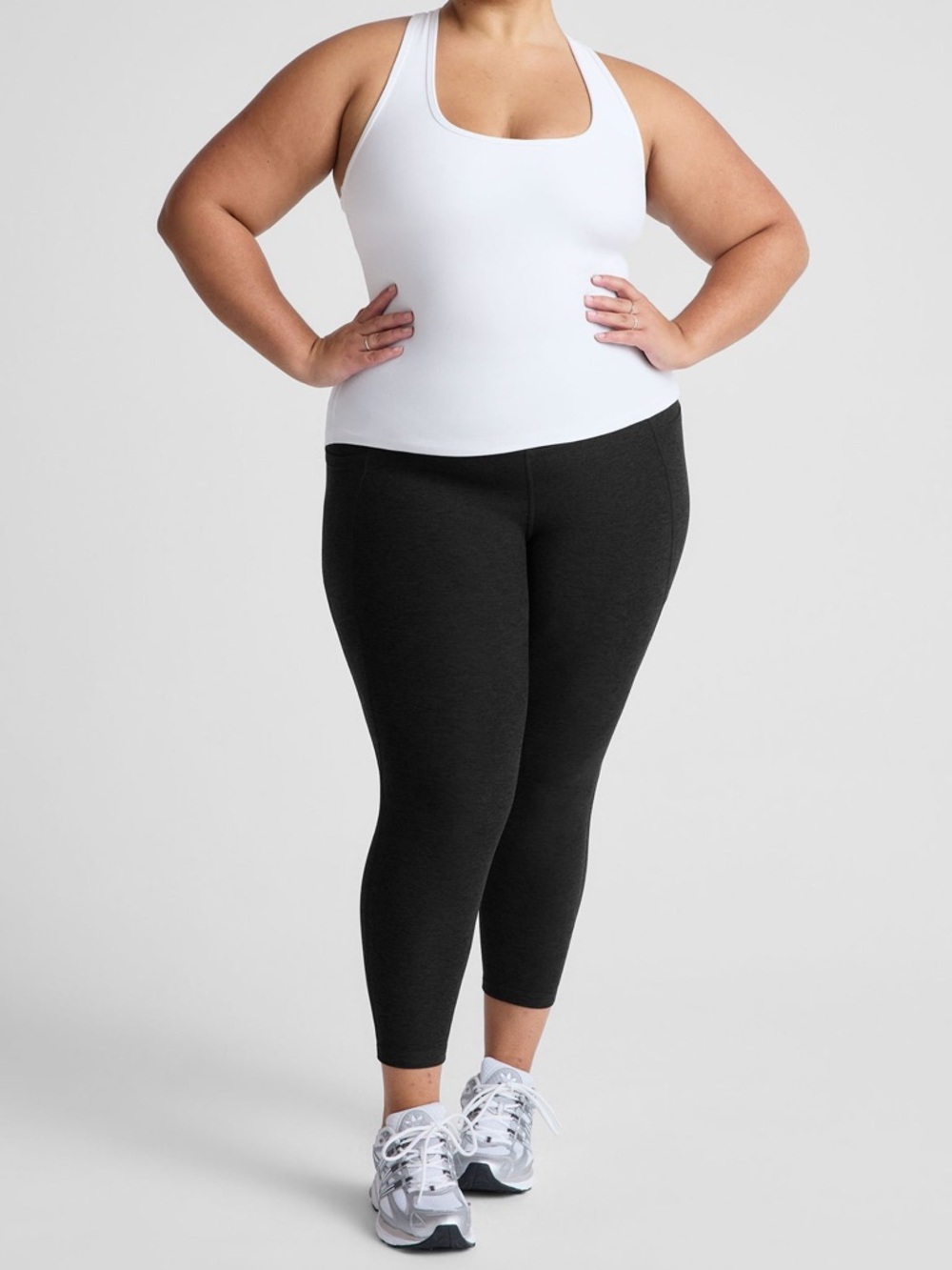 beyond yoga spacedye step up racerback tank top 1x white built in bra workout